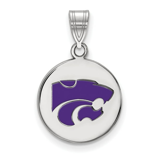 White Sterling Silver Charm Pendant Kansas NCAA University Of 15 mm White Sterling Silver Charm Pendant Kansas NCAA University Of 15 mm